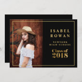 Imitate Gold Frame Abschluss 2018 Foto Einladung (Vorne/Hinten)