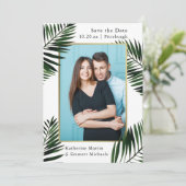 Imitate Gold Frame Green Wedding Save the Date Fot (Stehend Vorderseite)