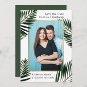 Imitate Gold Frame Green Wedding Save the Date Fot (Vorne/Hinten)
