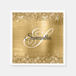 Imitate Gold Funkelnd Glitzer und Extravagantes Mo Serviette