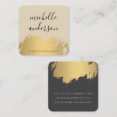 Imitate Gold gebürstet Beige Grau Quadratische Visitenkarte (Vorne/Hinten)