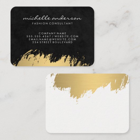 Imitate Gold gebürstet / Schwarz Lux Visitenkarte (Vorne/Hinten)