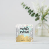 Imitate Gold geputzt mit Boke Glitzer Quadratische Visitenkarte (Stehend Vorderseite)