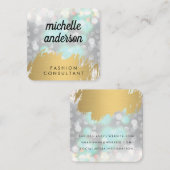 Imitate Gold geputzt mit Boke Glitzer Quadratische Visitenkarte (Vorne/Hinten)