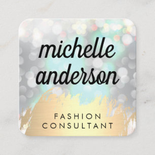 Imitate Gold geputzt mit Boke Glitzer Quadratische Visitenkarte