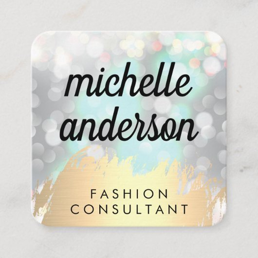 Imitate Gold geputzt mit Boke Glitzer Quadratische Visitenkarte (Vorderseite)