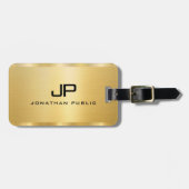 Imitate Gold Glamour Template Modernes Monogramm Gepäckanhänger (Vorderseite horizontal)
