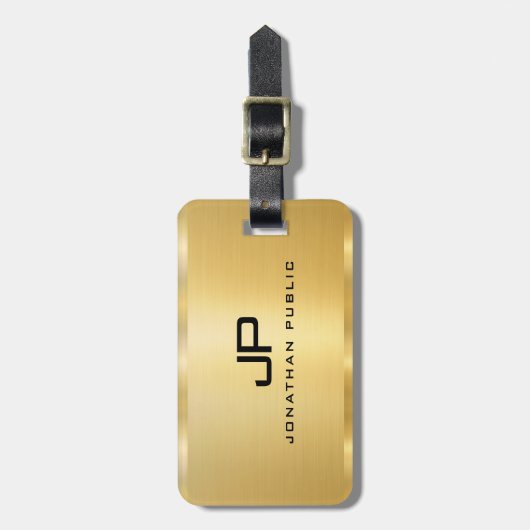 Imitate Gold Glamour Template Modernes Monogramm Gepäckanhänger (Vorderseite vertikal)