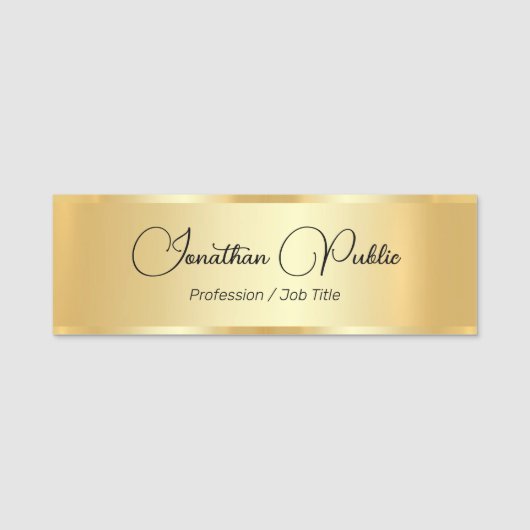 Imitate Gold Glamour Typografie Skriptname Benutze Namensschild (Vorderseite)
