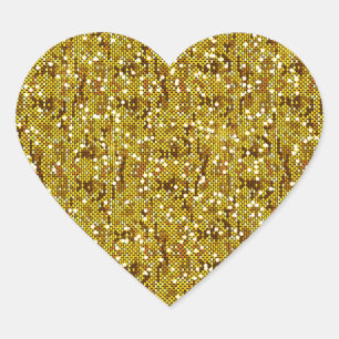 Imitate Gold Glittery Sequin Confetti Herz-Aufkleber