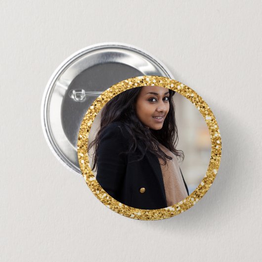 Imitate Gold Glitzer Abschluss Foto Button (Vorne & Hinten)