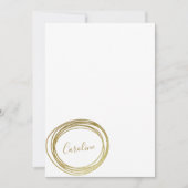 Imitate Gold Glitzer Abstrakt Circle Script Name Mitteilungskarte (Vorderseite)