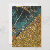 Imitate Gold Glitzer Aquamarin Grüne Marmorhochzei Einladung (Rückseite)