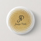 Imitate Gold Glitzer Aussehen Mit Monogramm Vorlag Button (Vorderseite)