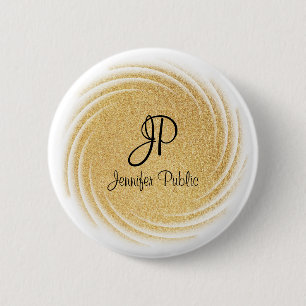 Imitate Gold Glitzer Aussehen Mit Monogramm Vorlag Button
