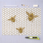 Imitate Gold Glitzer Bees Gold Hexagon Beehive Seidenpapier (Handwerk)