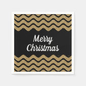Imitate Gold Glitzer Black Strips Weihnachten Serviette (Vorderseite)