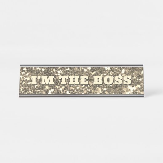 Imitate Gold Glitzer Boss Metal Schreibtischnamensplakette (Vorderseite )