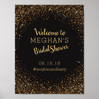Imitate Gold Glitzer Brautparty Begrüßungszeichen  Poster
