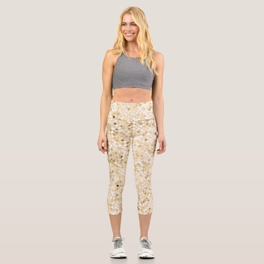 Imitate Gold Glitzer Capri Leggings (Vorderseite)