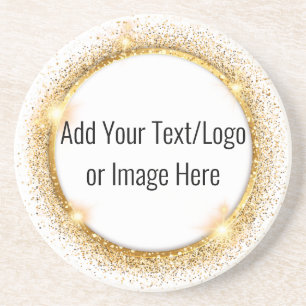 Imitate Gold Glitzer Circle Frame Sandstone Unters Getränkeuntersetzer