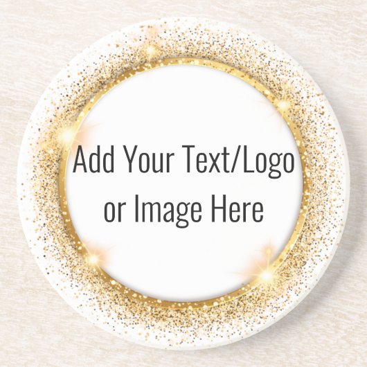 Imitate Gold Glitzer Circle Frame Sandstone Unters Getränkeuntersetzer (Vorne)