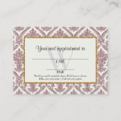 Imitate Gold Glitzer Damask Blumenmuster Business Terminkarte (Rückseite)