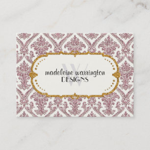 Imitate Gold Glitzer Damask Blumenmuster Business Terminkarte