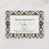 Imitate Gold Glitzer Damask Blumenmuster Business Terminkarte (Rückseite)