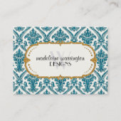 Imitate Gold Glitzer Damask Blumenmuster Business Visitenkarte (Vorderseite)