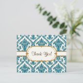 Imitate Gold Glitzer Damask Blumenmuster-Papier Postkarte (Stehend Vorderseite)