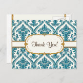 Imitate Gold Glitzer Damask Blumenmuster-Papier Postkarte (Vorne/Hinten)