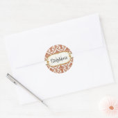 Imitate Gold Glitzer Damask Blumenmuster-Papier Runder Aufkleber (Umschlag)