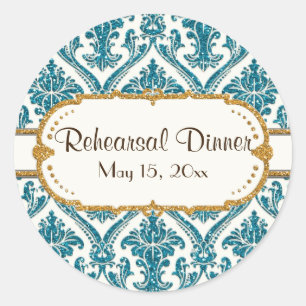 Imitate Gold Glitzer Damask Blumenmuster-Papier Runder Aufkleber