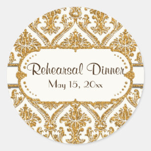 Imitate Gold Glitzer Damask Blumenmuster-Papier Runder Aufkleber