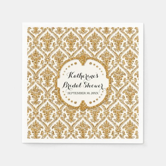 Imitate Gold Glitzer Damask Brautparty Party Dekor Serviette (Vorderseite)