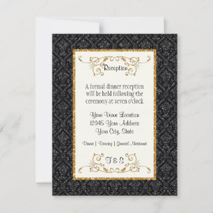 Imitate Gold Glitzer Damask Ticket Style Empfang Einladung