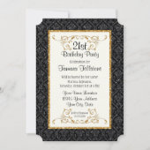 Imitate Gold Glitzer Damask Ticket Style Geburtsta Einladung (Vorderseite)