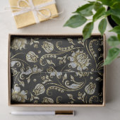 Imitate Gold & Glitzer Damaskus Schwarzer Hintergr Seidenpapier (Geschenk)