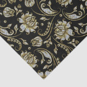 Imitate Gold & Glitzer Damaskus Schwarzer Hintergr Seidenpapier (Detail)