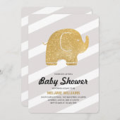 Imitate Gold Glitzer Elephant Gray Baby Dusche ein Einladung (Vorne/Hinten)