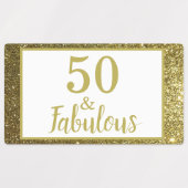 Imitate Gold Glitzer Fabulous 50. Geburtstag Etiketten (Design 1)