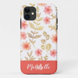 Imitate Gold Glitzer Floral Monogram Case-Mate iPhone Hülle
