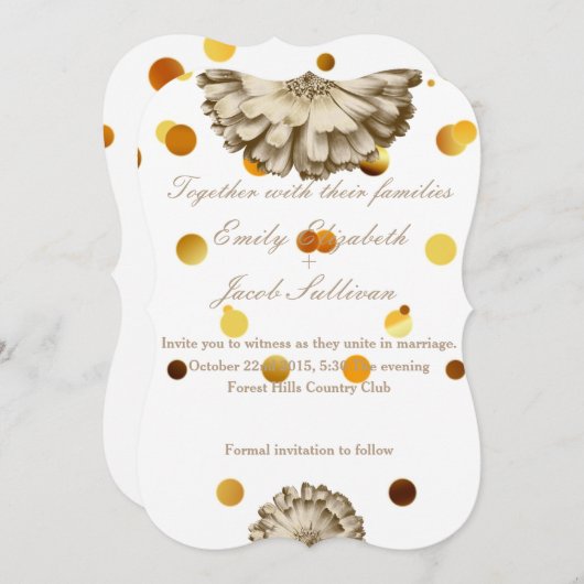 Imitate Gold Glitzer Foil Daisy Inspiriert Hochzei Save The Date (Vorne/Hinten)