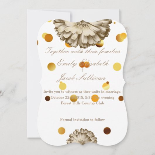 Imitate Gold Glitzer Foil Daisy Inspiriert Hochzei Save The Date (Vorderseite)