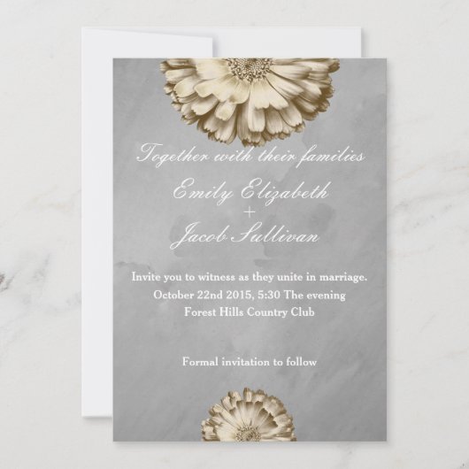 Imitate Gold Glitzer Foil Daisy Inspiriert Hochzei Save The Date (Vorderseite)
