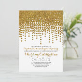 Imitate Gold Glitzer Folie Konfetti Hochzeit lädt Einladung (Stehend Vorderseite)