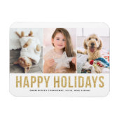 Imitate Gold Glitzer Foto Collage Happy Holidays Magnet (Horizontal)