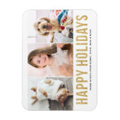 Imitate Gold Glitzer Foto Collage Happy Holidays Magnet (Vertikal)