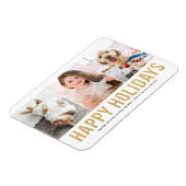 Imitate Gold Glitzer Foto Collage Happy Holidays Magnet (Linke Seite)